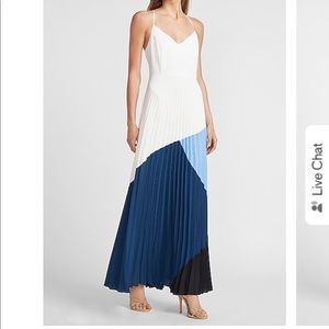 Express Pleated Color Block Maxi Dress